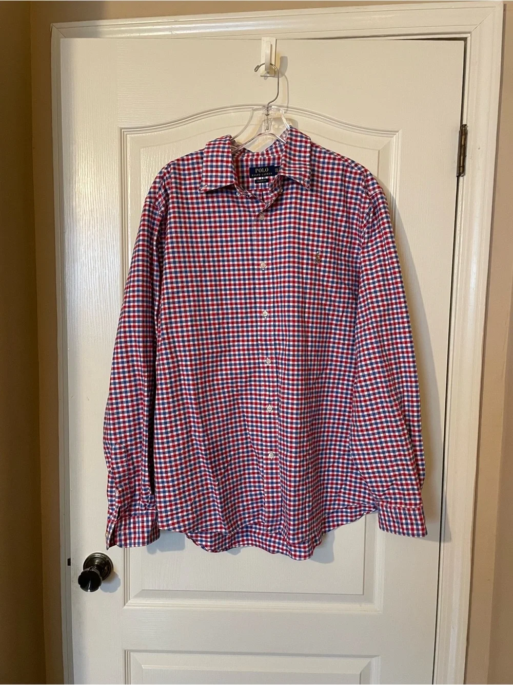 Polo Ralph Lauren Shirt Mens XXL Red Blue Check Button Down Classic Fit Gingham